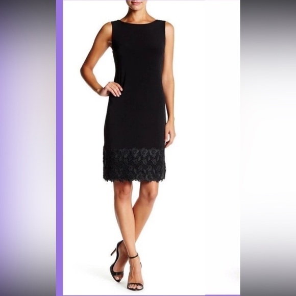 Eliza J Dresses & Skirts - Eliza J Lace Hem Sheath Dress Black size 8 new with tags